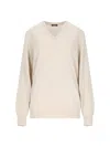 Canessa Destroyed Details Sweater In Cream Cashmere In Cream