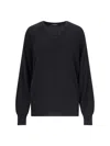Canessa V-neck Sweater In Black Cashmere Ribbed Trim