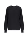 Canessa V-neck Sweater In Black Cashmere Ribbed Trim