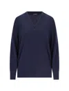 Canessa V-neck Sweater In Blue Cashmere Navy