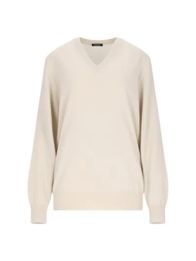 CANESSA V-NECK SWEATER IN CREAM CASHMERE