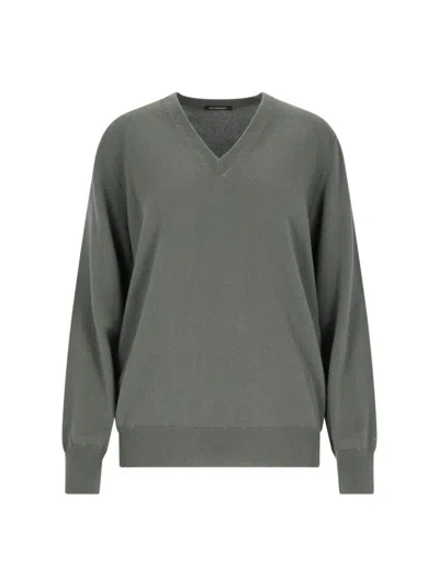 CANESSA V-NECK SWEATER IN GREEN CASHMERE