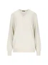Canessa V-neck Sweater In Cream Cashmere In White