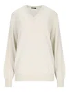 Canessa V-neck Sweater In Cream Cashmere In White