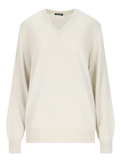 CANESSA SUÉTER CON CUELLO DE PICO - BLANCO