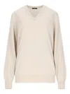 Canessa Destroyed Details Sweater In Cream Cashmere In White