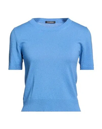 Canessa Woman Sweater Azure Size 3 Cashmere In Blue