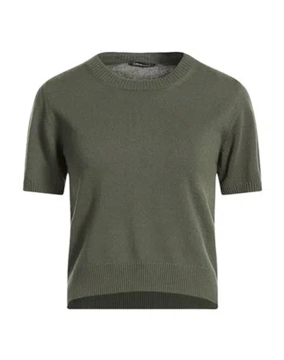 Canessa Woman Sweater Military Green Size 2 Cashmere