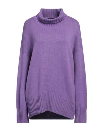 Canessa Woman Turtleneck Purple Size 2 Cashmere