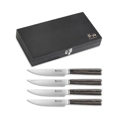 Cangshan 4 Piece Pakkawood Steak Knife Set In Black
