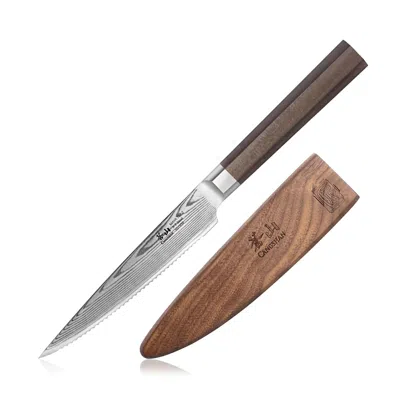 Cangshan Cagshan Maya 5 Serrated Utility Knife In Brown
