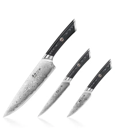 Cangshan Kuro Series Steel 3-pc. Starter Knife Set In Black