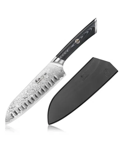 Cangshan Kuro Series Steel 7" Santoku Knife With Sheath In Black