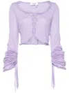 Cannari Concept Ruffled Wool Cardigan In Purple