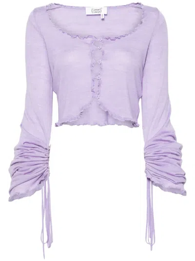 Cannari Concept Ruffled Wool Cardigan In Lilac