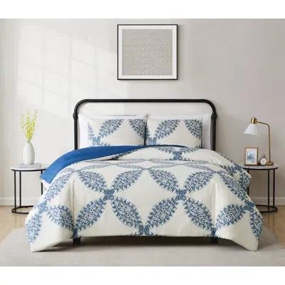 Cannon Blue/cream Microfiber Comforter Set In Blue,cream