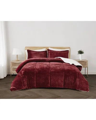 Cannon Carved Fluffy Comforter Set In Burgundy