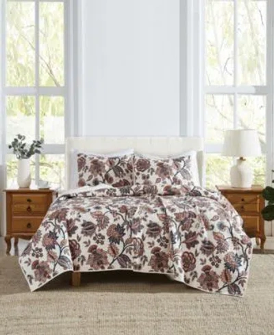 Cannon Chloe Jacobean 3 Piece Quilt Sets In Brown