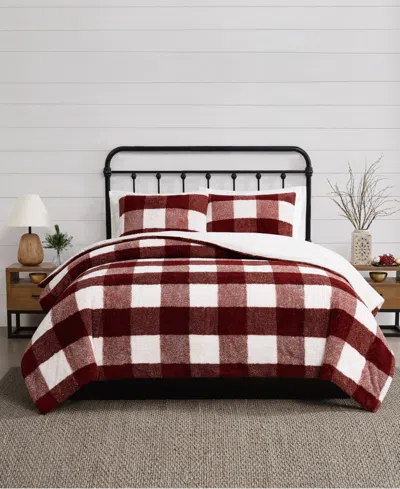 Cannon Cozy Buffalo Check 2-pc. Comforter Set, Twin/twin Xl In Burgundy