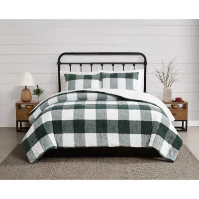 Cannon Cozy Buffalo Check Comforter Set In Green Plaid