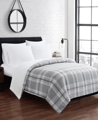 Cannon Cozy Teddy Plaid Blanket, Twin/twin Xl In Gray