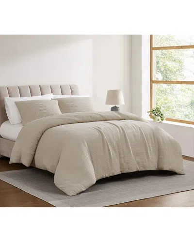 Cannon Heritage Cotton Waffle Duvet Set In Brown