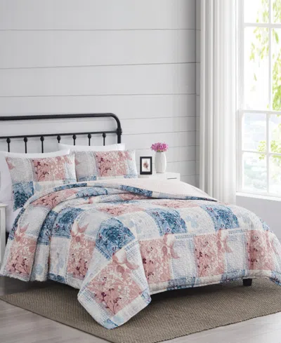 Cannon Lotte Patchwork 3-pc. Duvet Cover Set, King In Pink,blue