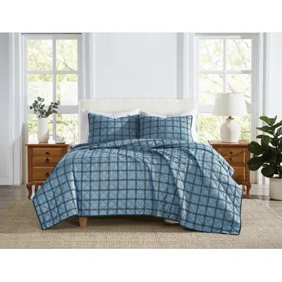 Cannon Luka Grid Quilt Set In Blue