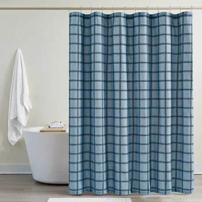 Cannon Luka Grid Shower Curtain In Blue