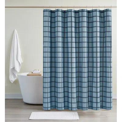 Cannon Luka Grid Shower Curtain In Blue