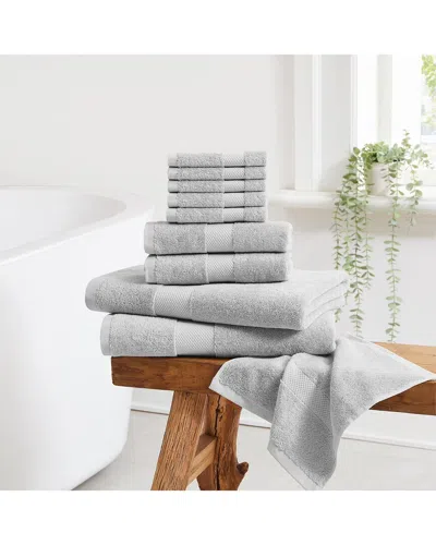 Cannon Luxe Turkish Cotton Grey 10pc Towel Set In Gray