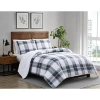 Cannon Microfiber Traditional Comforter Set In Blue,cream