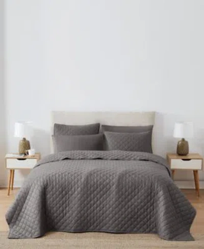 Cannon Oversized Cotton Percale Quilt Sets In Gray