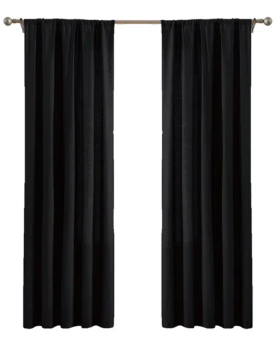 Cannon Solid Cotton Percale Window Curtain Pair In Black