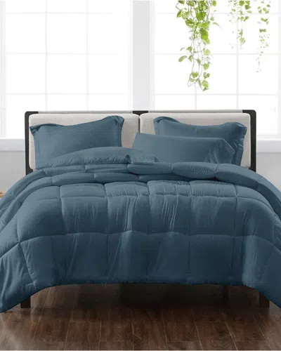 CANNON CANNON SOLID DARK BLUE 3PC COMFORTER SET