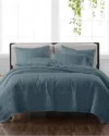 Cannon Solid Dark Blue 3pc Quilt Set In Blue