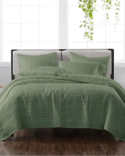 CANNON CANNON SOLID GREEN 3PC QUILT SET