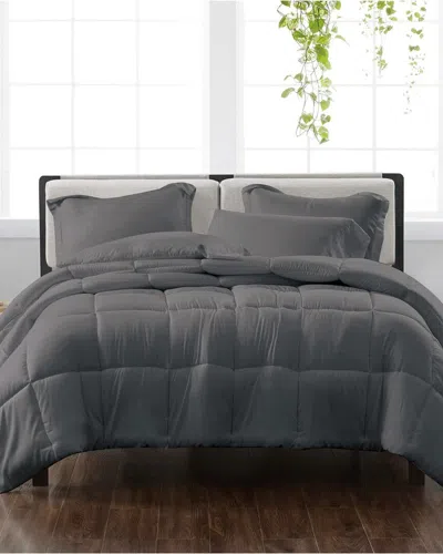 Cannon Solid Grey 3pc Comforter Set In Gray