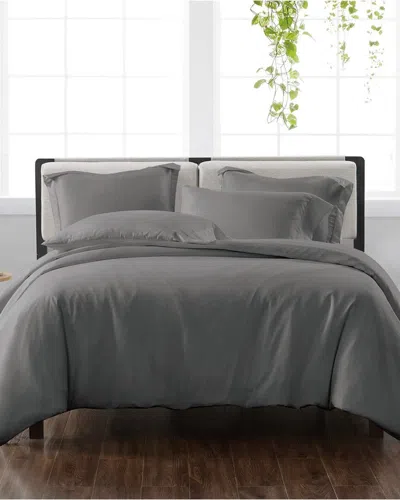 Cannon Solid Grey 3pc Duvet Cover Set In Gray