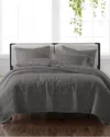 Cannon Solid Grey 3pc Quilt Set In Grey