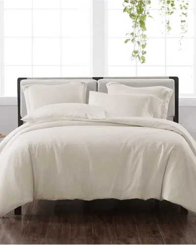 Cannon Solid Ivory 3pc Duvet Cover Set In White