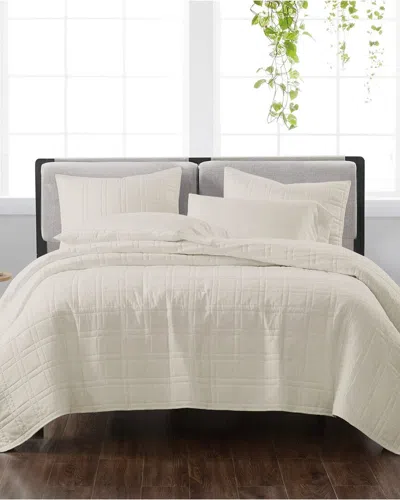 Cannon Solid Ivory 3pc Quilt Set In White