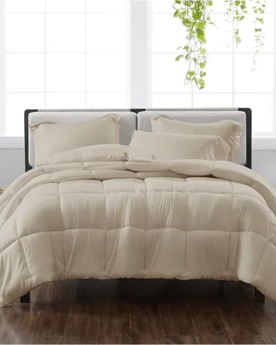 Cannon Solid Khaki 3pc Comforter Set In Neutral