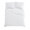 Cannon Solid Oversized Percale 3 Piece Quilt Set In White