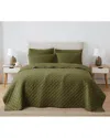 Cannon Solid Oversized Percale 3pc Quilt Set In Green