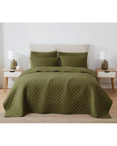 CANNON CANNON SOLID OVERSIZED PERCALE 3PC QUILT SET