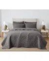 Cannon Solid Oversized Percale 3pc Quilt Set Grey In Gray