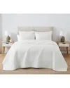 Cannon Solid Oversized Percale 3pc Quilt Set In White