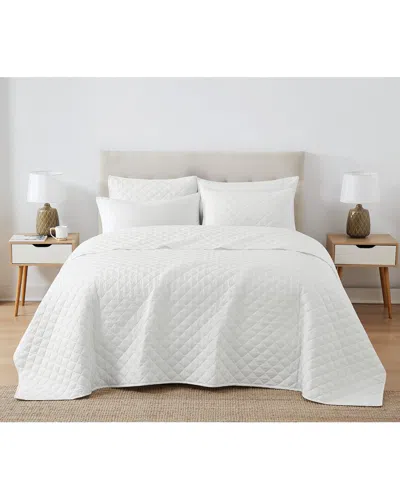 Cannon Solid Oversized Percale 3pc Quilt Set In White