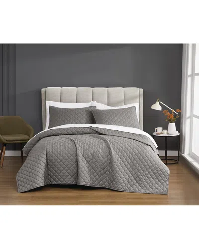 Cannon Solid Percale Quilt Set In Gray